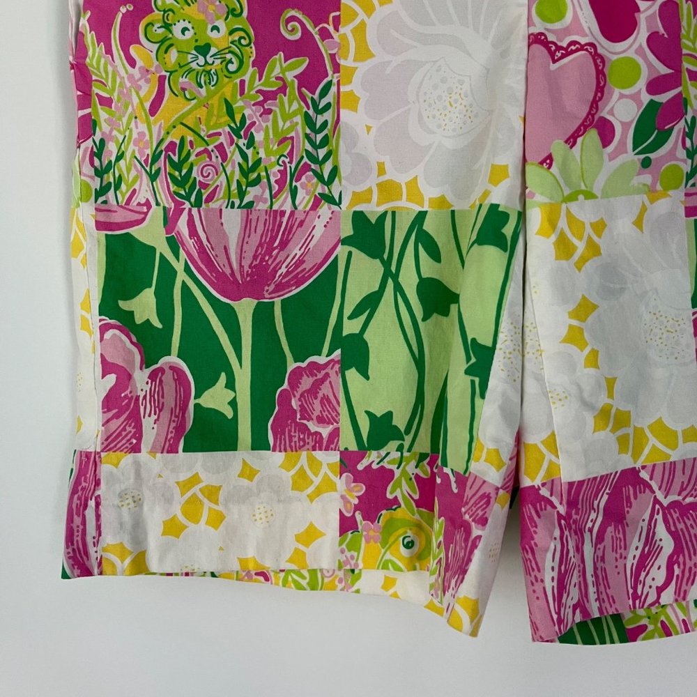 Lilly Pulitzer Derby Patch White Pink Green High-Rise Golf Cart Shorts 0 - Picture 4 of 9